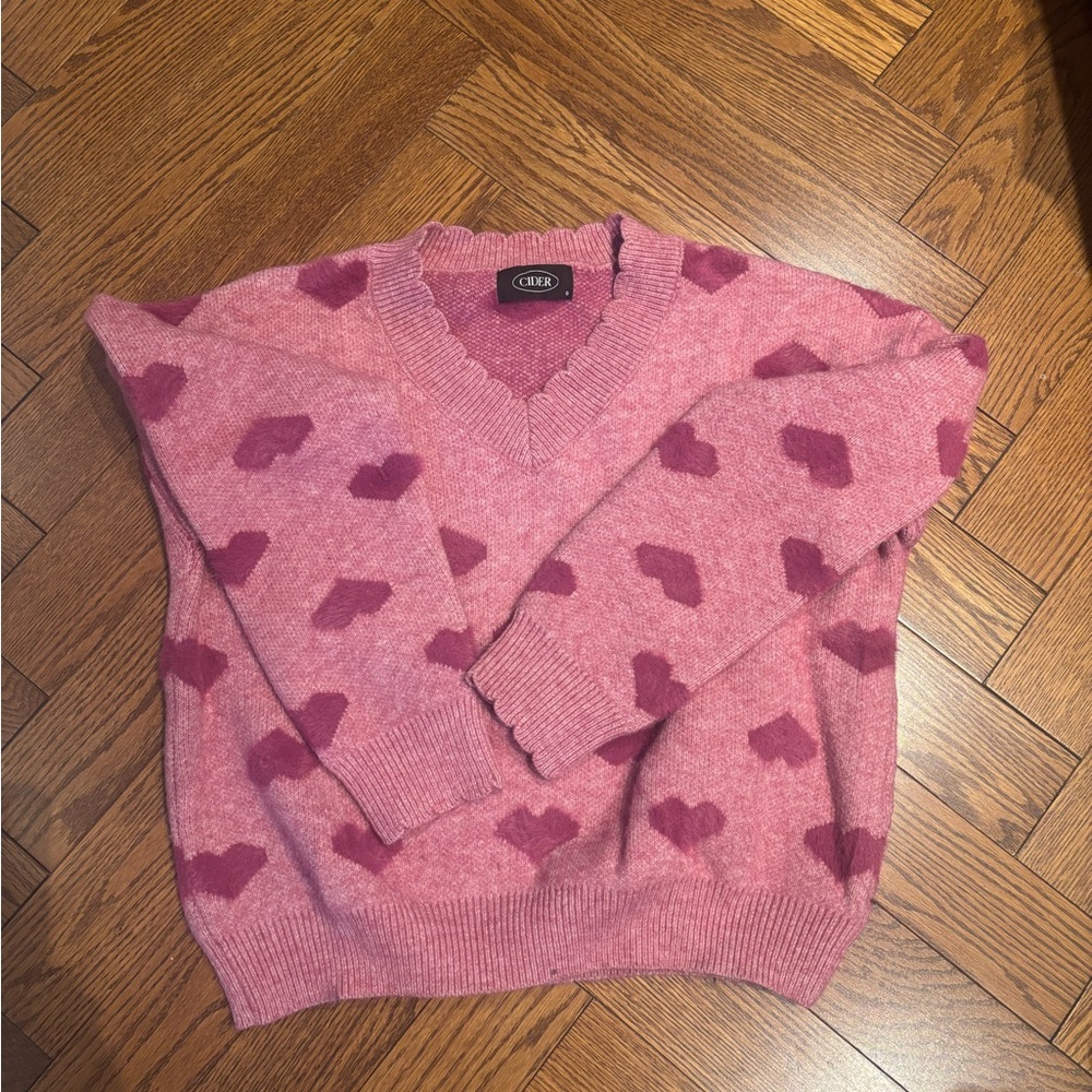 Pink Heart Patterned Sweater - Picture 2 of 3